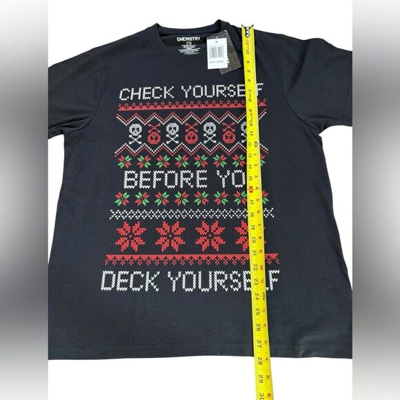 Chemistry Check Yourself Before You Deck Yourself Christmas Tee Shirt Men Large - Picture 6 of 6